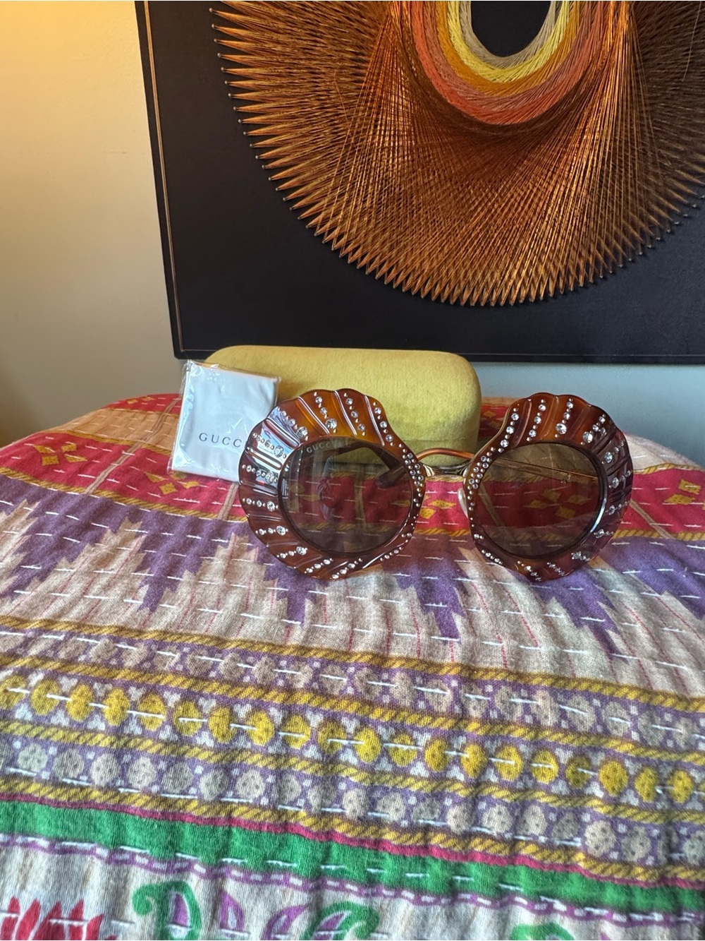 Incredibly Rare Limited Edition Gucci Tartarugato Shell Crystal Sunglasses